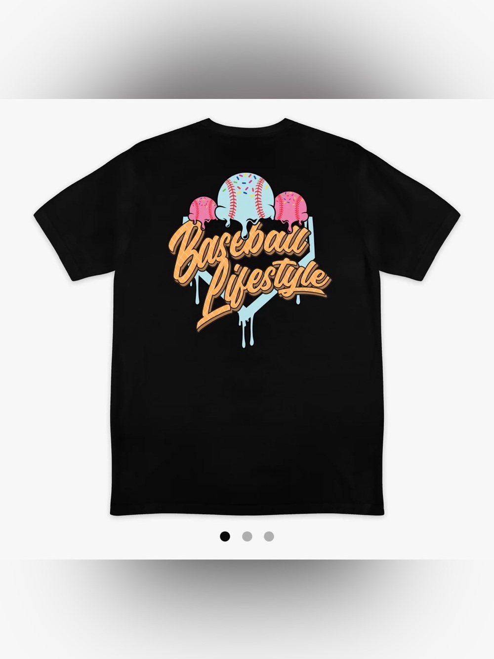 ADULT NWT Baseball Lifestyle 101 BL101 Men’s Ice Cream Tee Cotton Candy Black L
